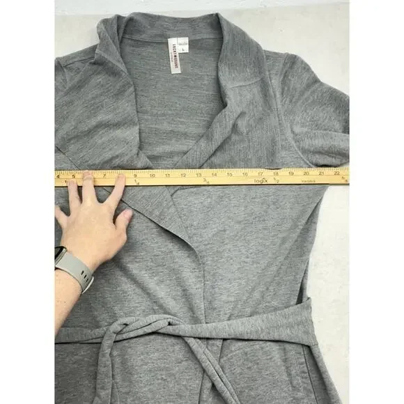 Lucky Brand Womens Large Robe Gray Wrap Style Short Tie Inside Belt - Picture 6 of 9